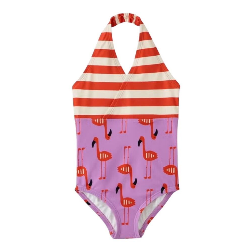 Hanna Andersson NWT Flamingo Lagoon Mixie Halter Swimsuit. Size 3.
